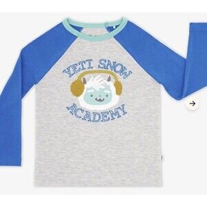Little Sleepies Yeti Snow Academy Raglan Tee Long Sleeve Shirt 2T